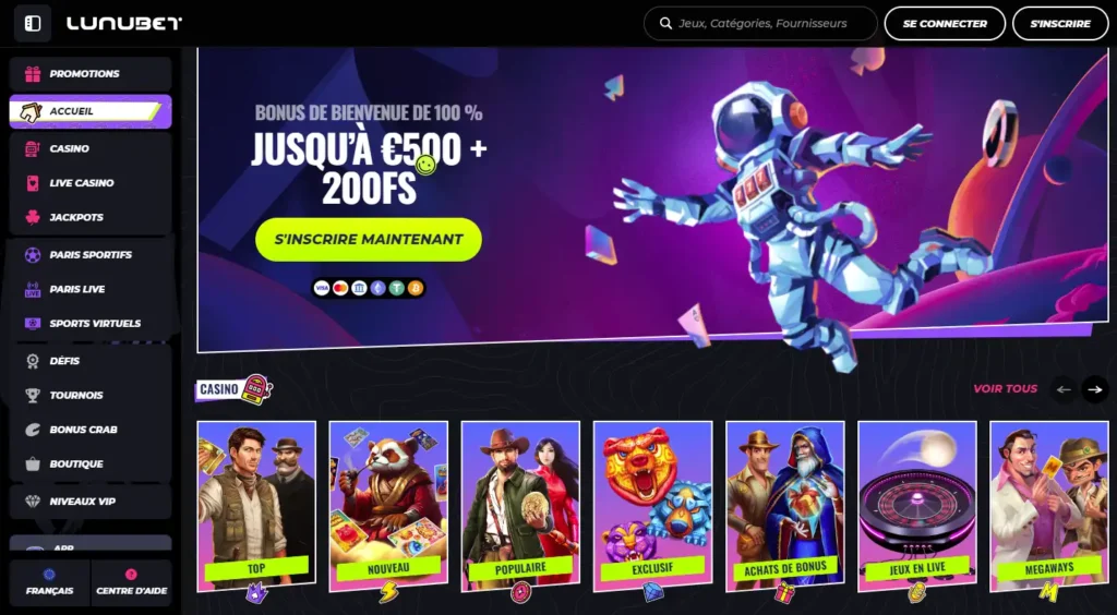 Lunubet casino page d'accueil