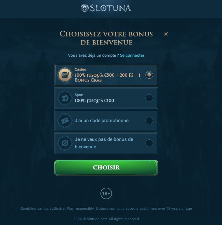 Slotuna casino bonus de bienvenu