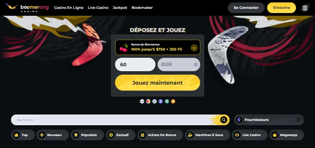 boomerang casino page d'accueil