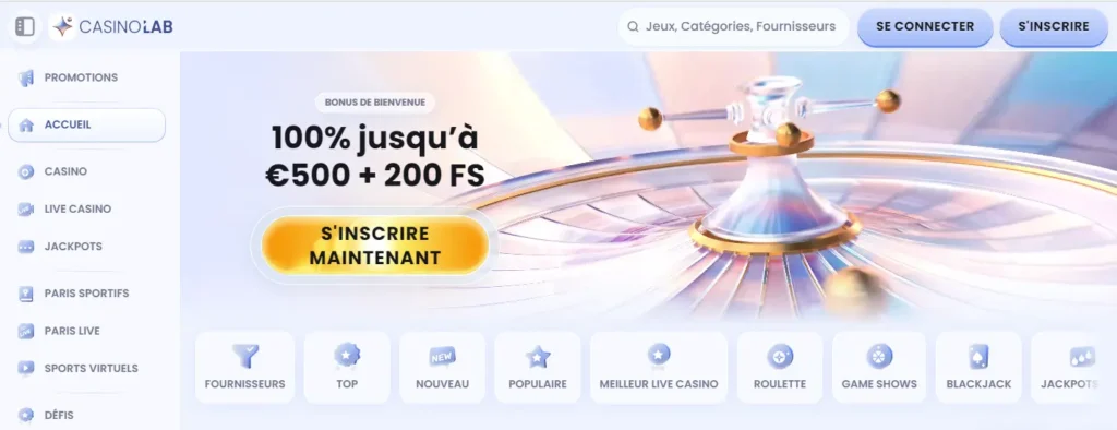 casinolab page d'accueil